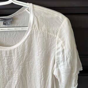 Vince Cream Silk Short Sleeve Blouse